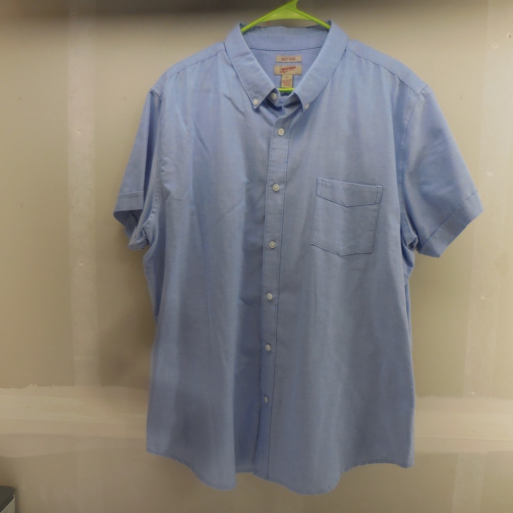 Arizona Jean Co Mens XXL Light Blue Short Sleeve Easy Care Button Down Shirt